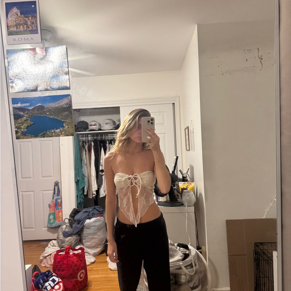 Cream Lace Women’s crop top
